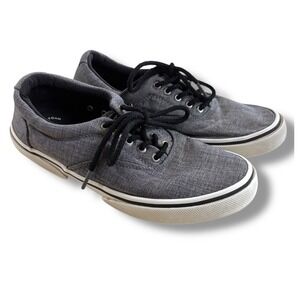 SPERRY - Men's Halyard 2 Eye Gray  Canvas Boat Shoes - Size‎ 9M